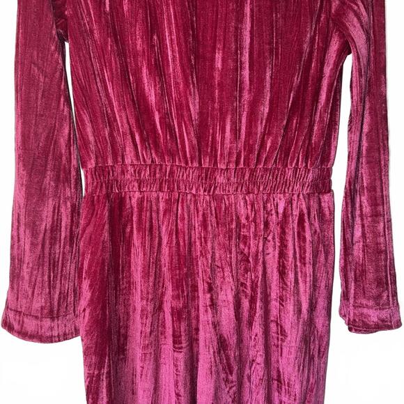 a new day Pink Velvet Long Sleeve Jumpsuit with Elastic Waist - Picture 6 of 8